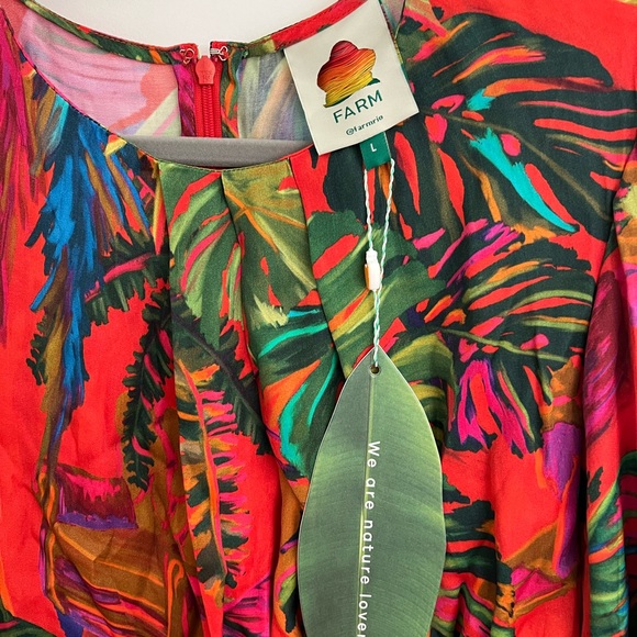 NWT Farm Rio Tropical Floral Side Cut-Out Midi Dress (Large) - Picture 8 of 10